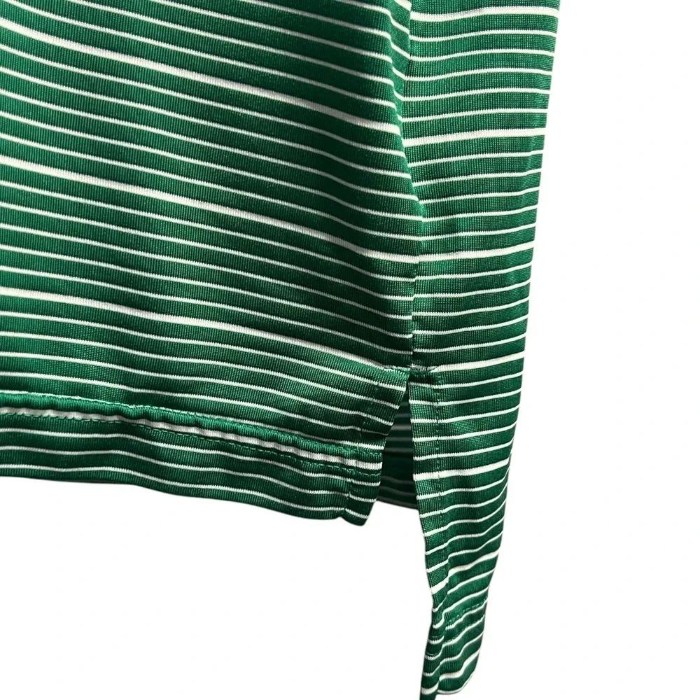 Adidas Golf‎ Shirt Men Size XL Green Striped Polo Climalite Embroidered Sporty